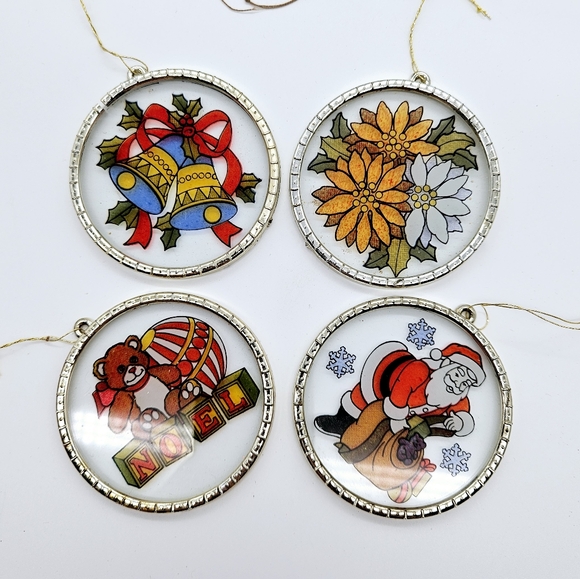 VINTAGE | Regal stained glass Christmas tree ornaments lot of 4 - Picture 2 of 7